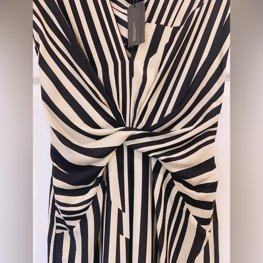 NWT $525 Rag & Bone Beatrice Printed Dress In Gold Stripe - Picture 6 of 9